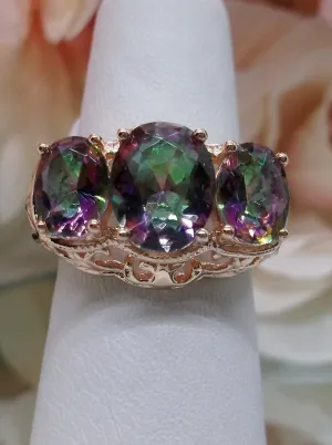 Mystic Topaz Ring, Rose Gold Art Deco Jewelry #D36