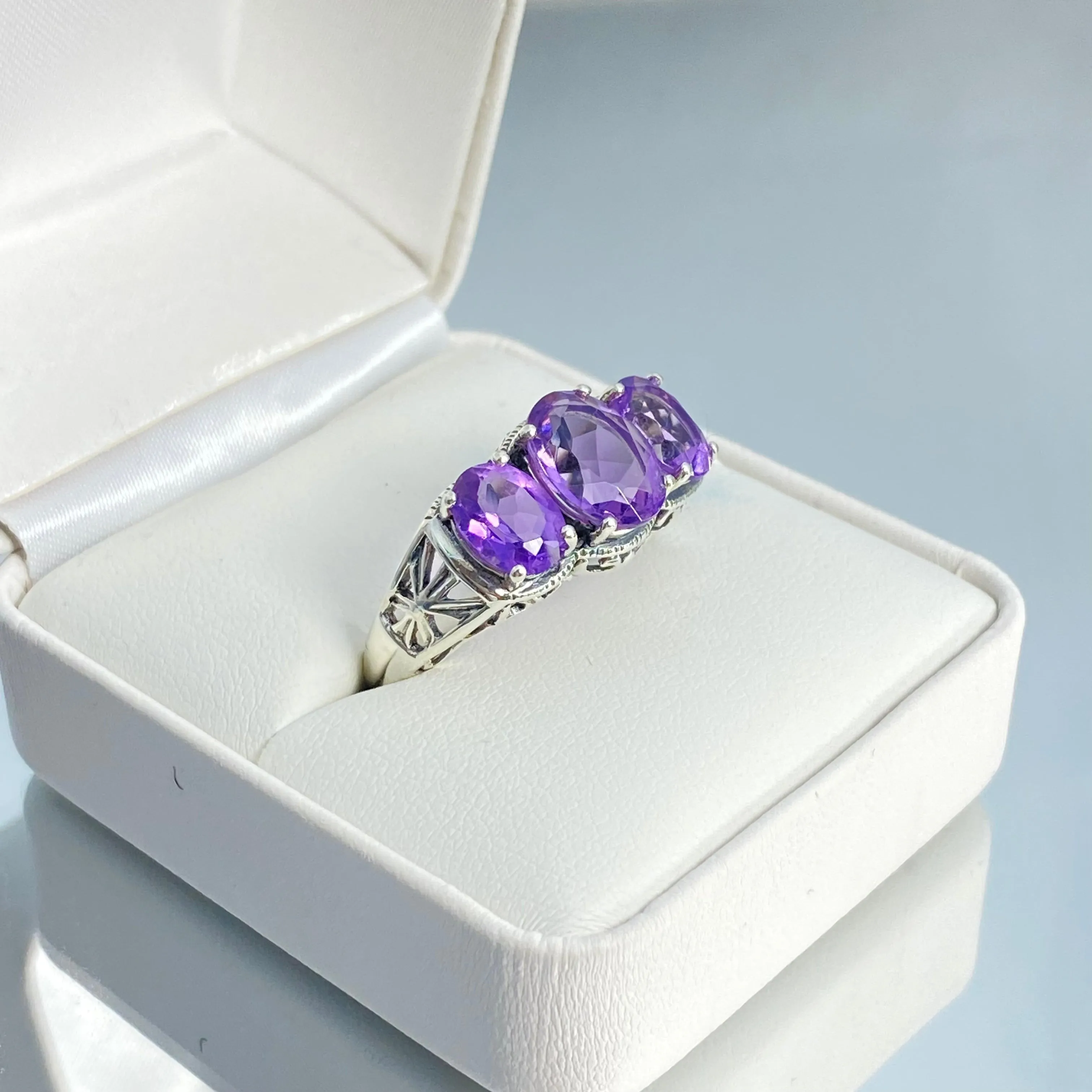 Natural Amethyst Ring, Size 8.75, Natural Gemstone, Art Deco Jewelry, Cocktail Ring #D36 - Ready to Ship