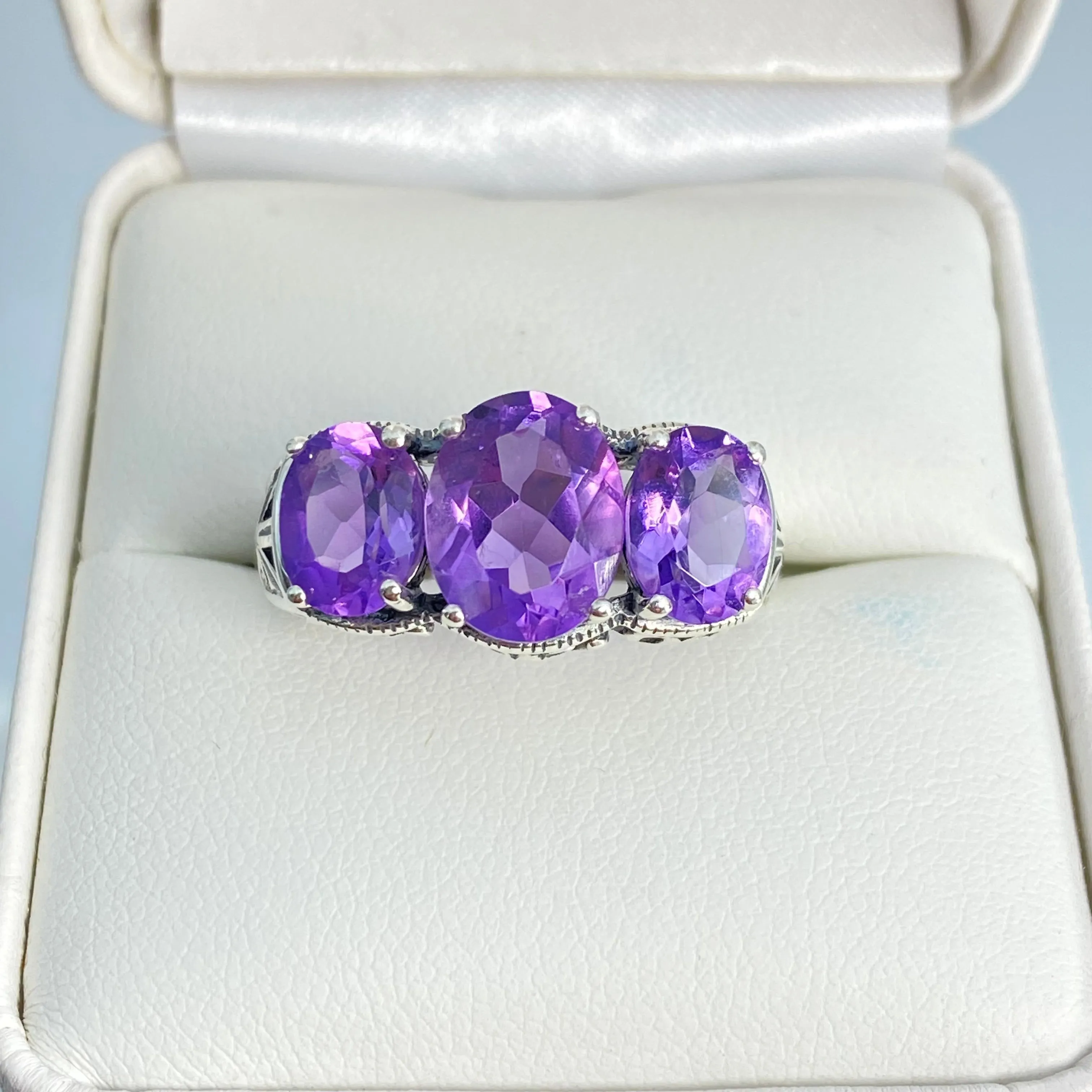Natural Amethyst Ring, Size 8.75, Natural Gemstone, Art Deco Jewelry, Cocktail Ring #D36 - Ready to Ship