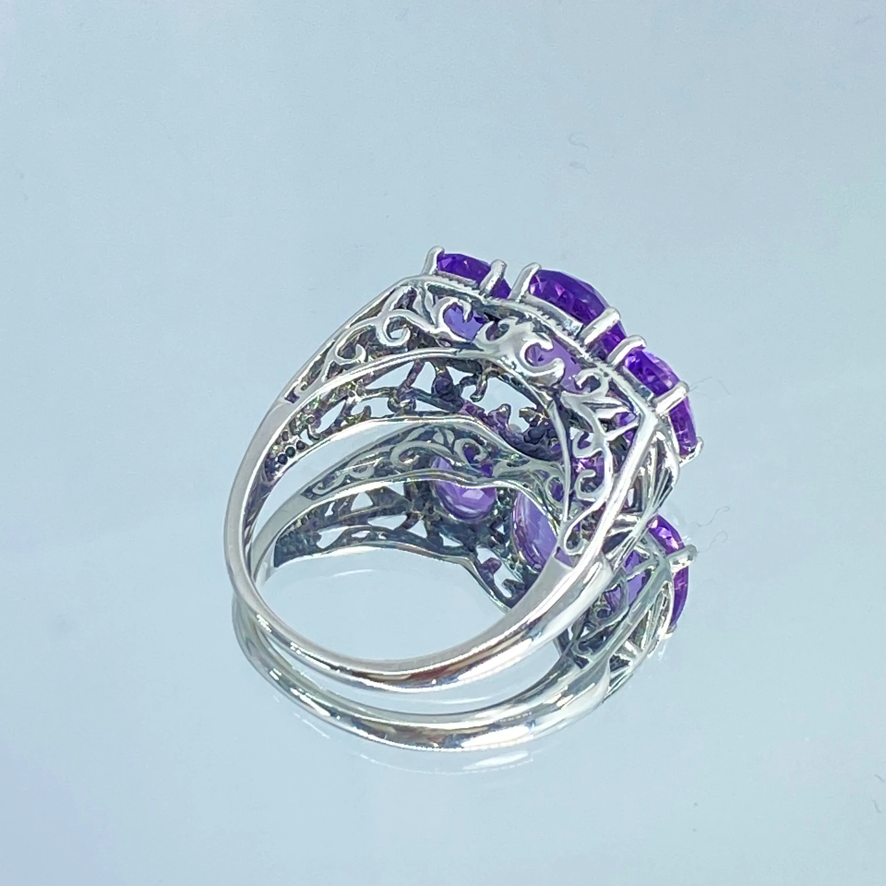 Natural Amethyst Ring, Size 8.75, Natural Gemstone, Art Deco Jewelry, Cocktail Ring #D36 - Ready to Ship