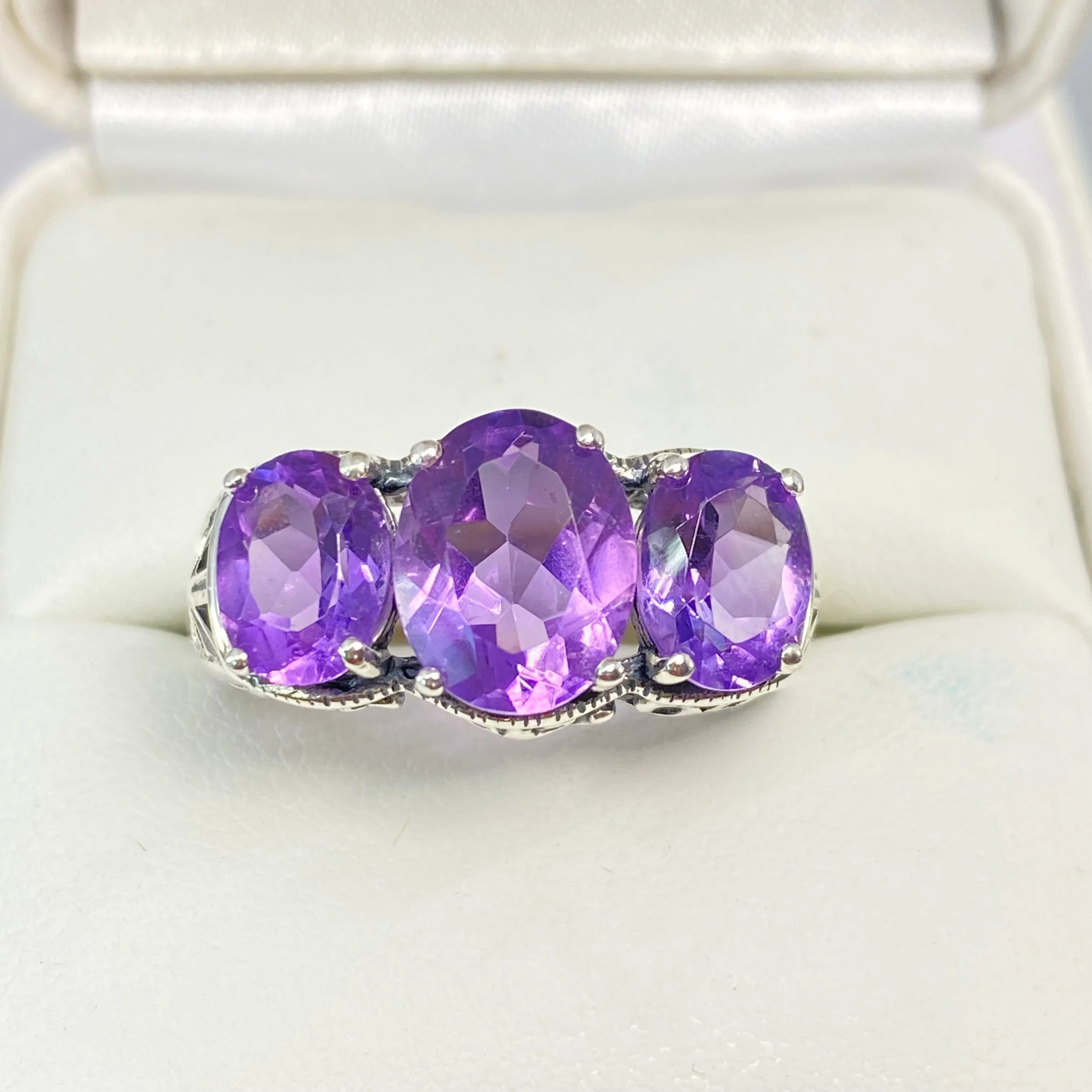 Natural Amethyst Ring, Size 8.75, Natural Gemstone, Art Deco Jewelry, Cocktail Ring #D36 - Ready to Ship