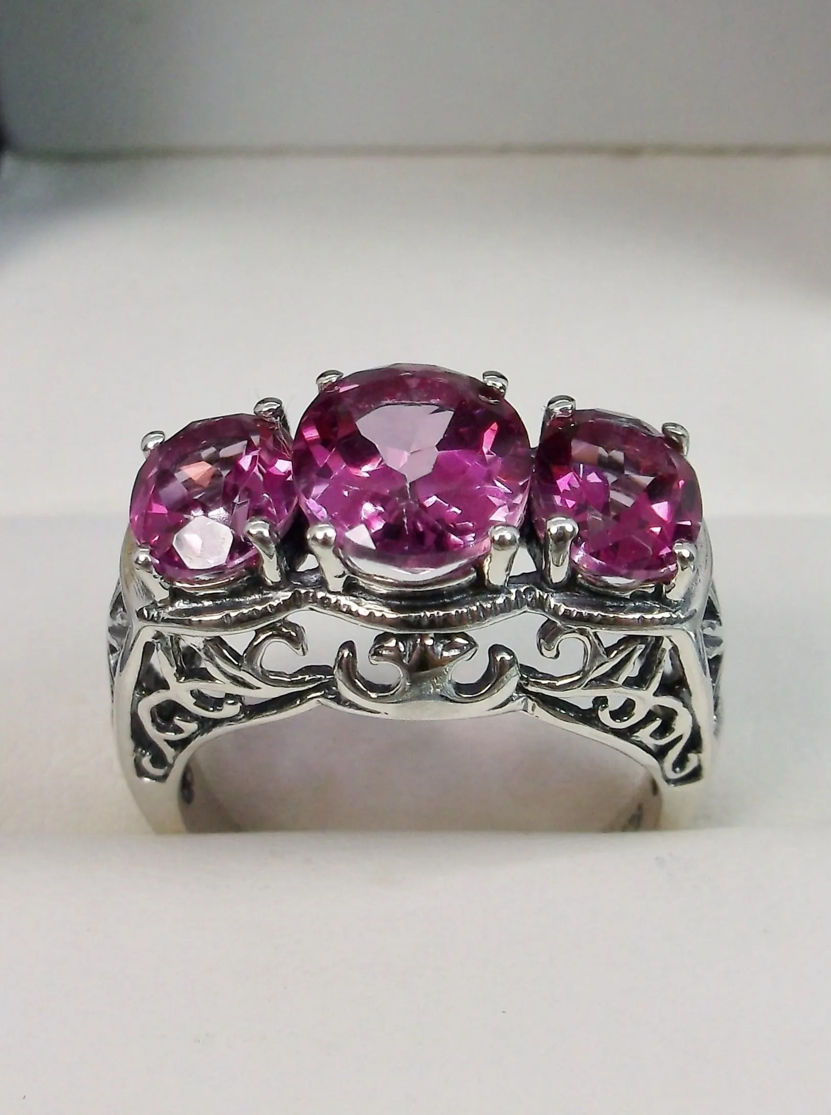 Natural Pink Topaz Ring, Art Deco Jewelry, Cocktail Ring#D36
