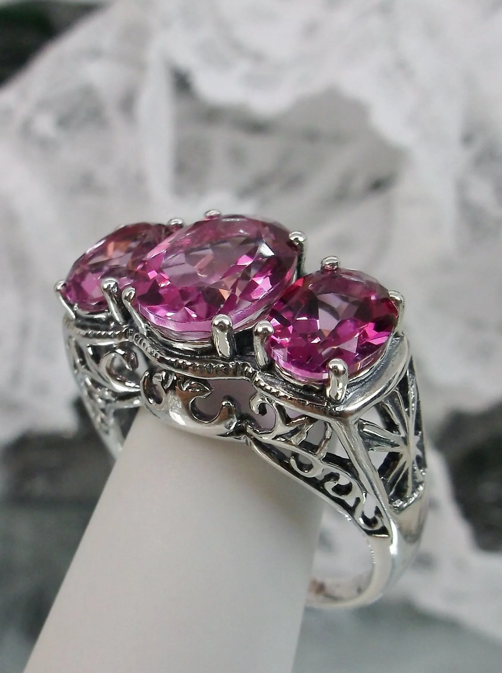 Natural Pink Topaz Ring, Art Deco Jewelry, Cocktail Ring#D36