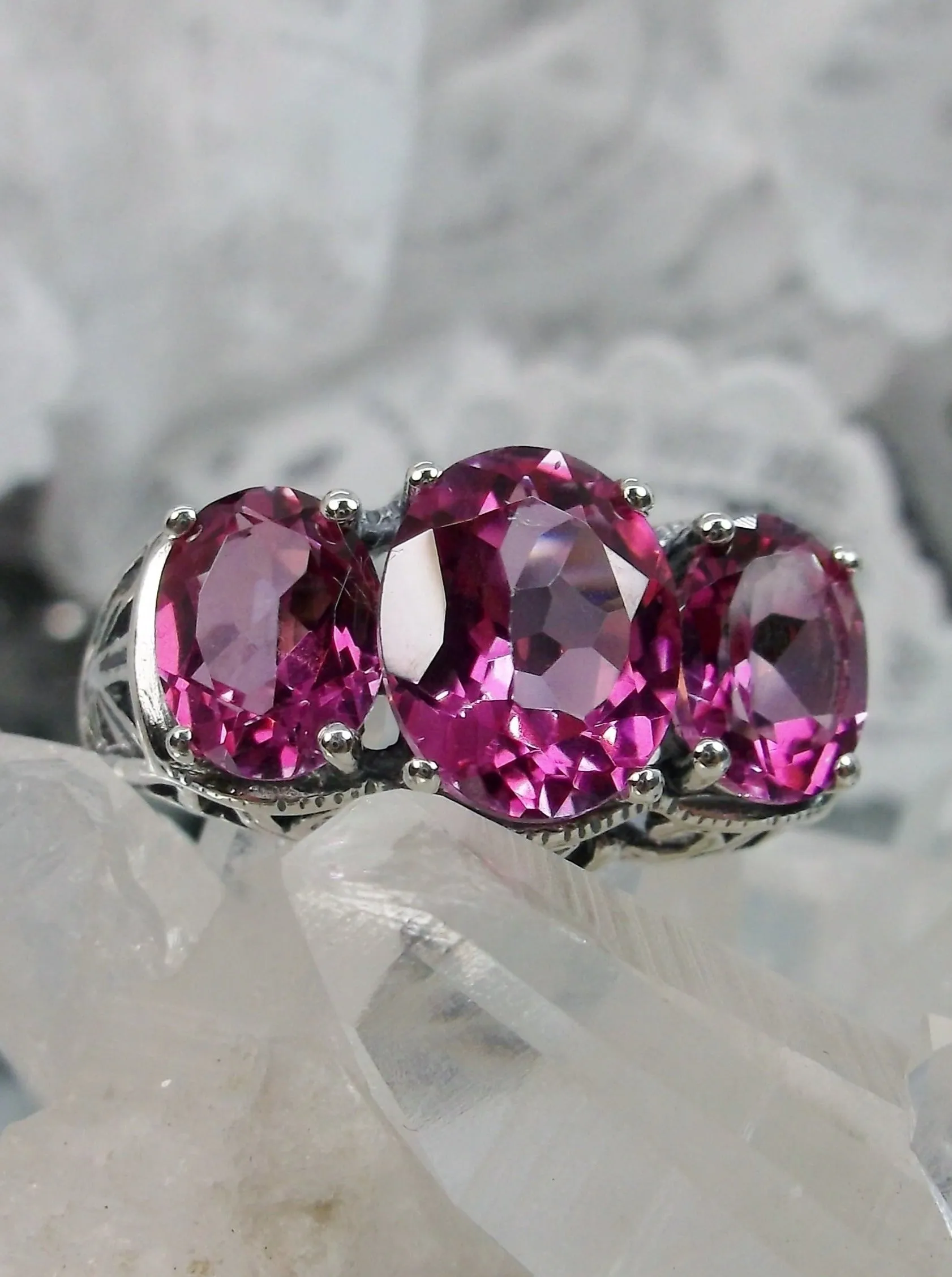 Natural Pink Topaz Ring, Art Deco Jewelry, Cocktail Ring#D36