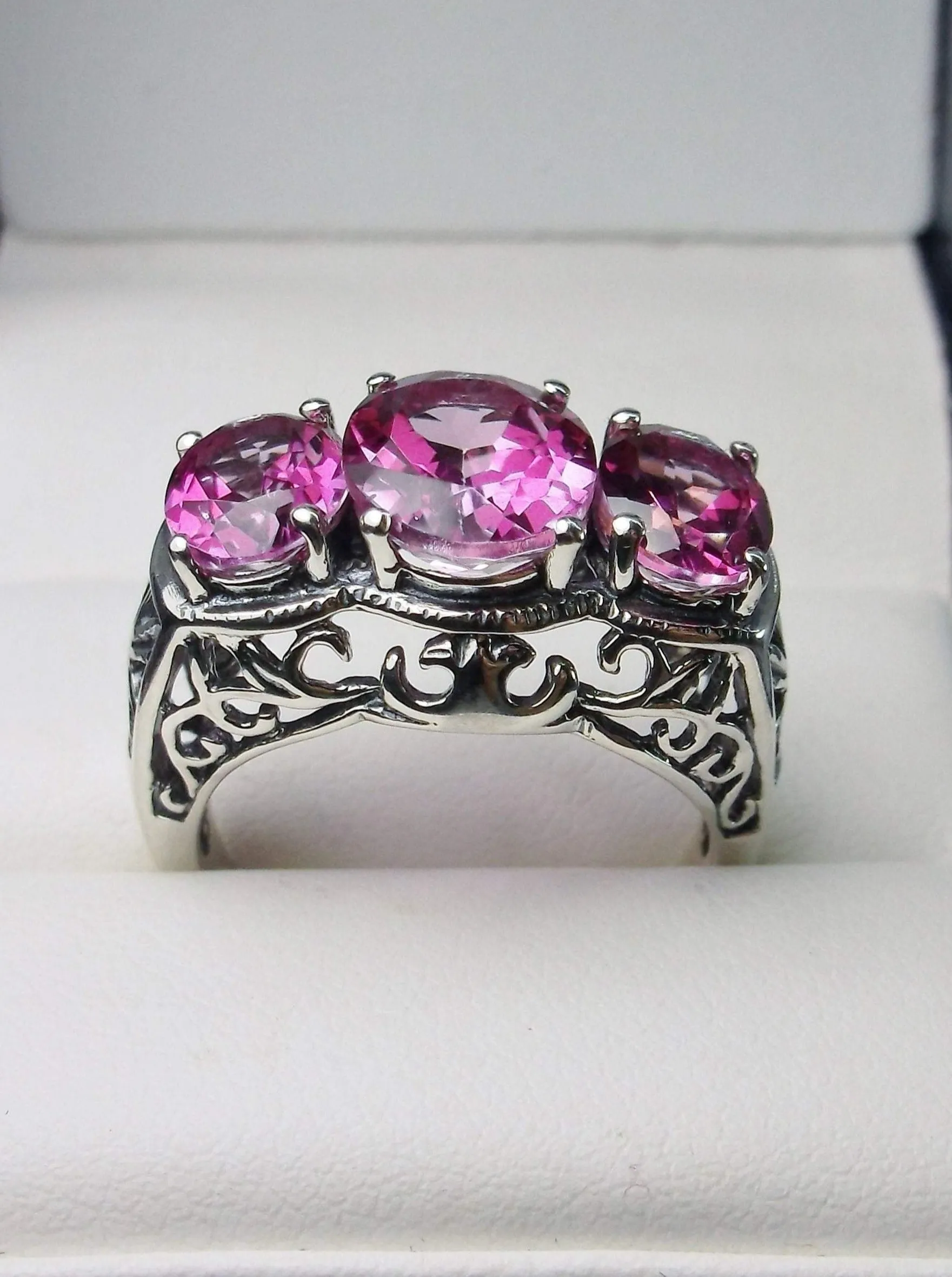 Natural Pink Topaz Ring, Art Deco Jewelry, Cocktail Ring#D36