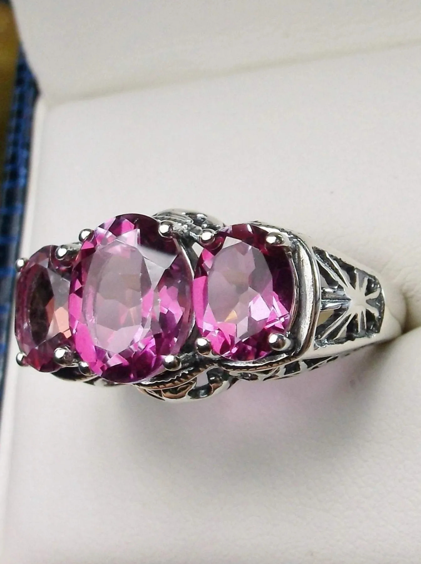 Natural Pink Topaz Ring, Art Deco Jewelry, Cocktail Ring#D36