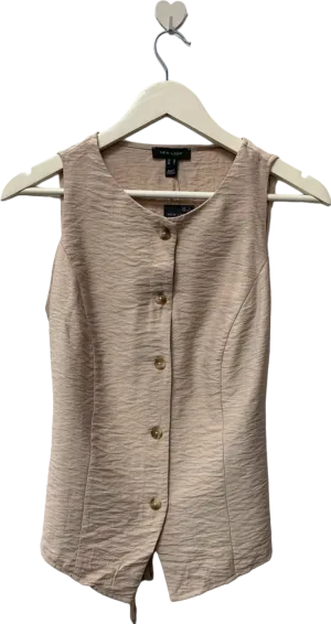 New Look Beige Sleeveless Button-Up Top UK 10