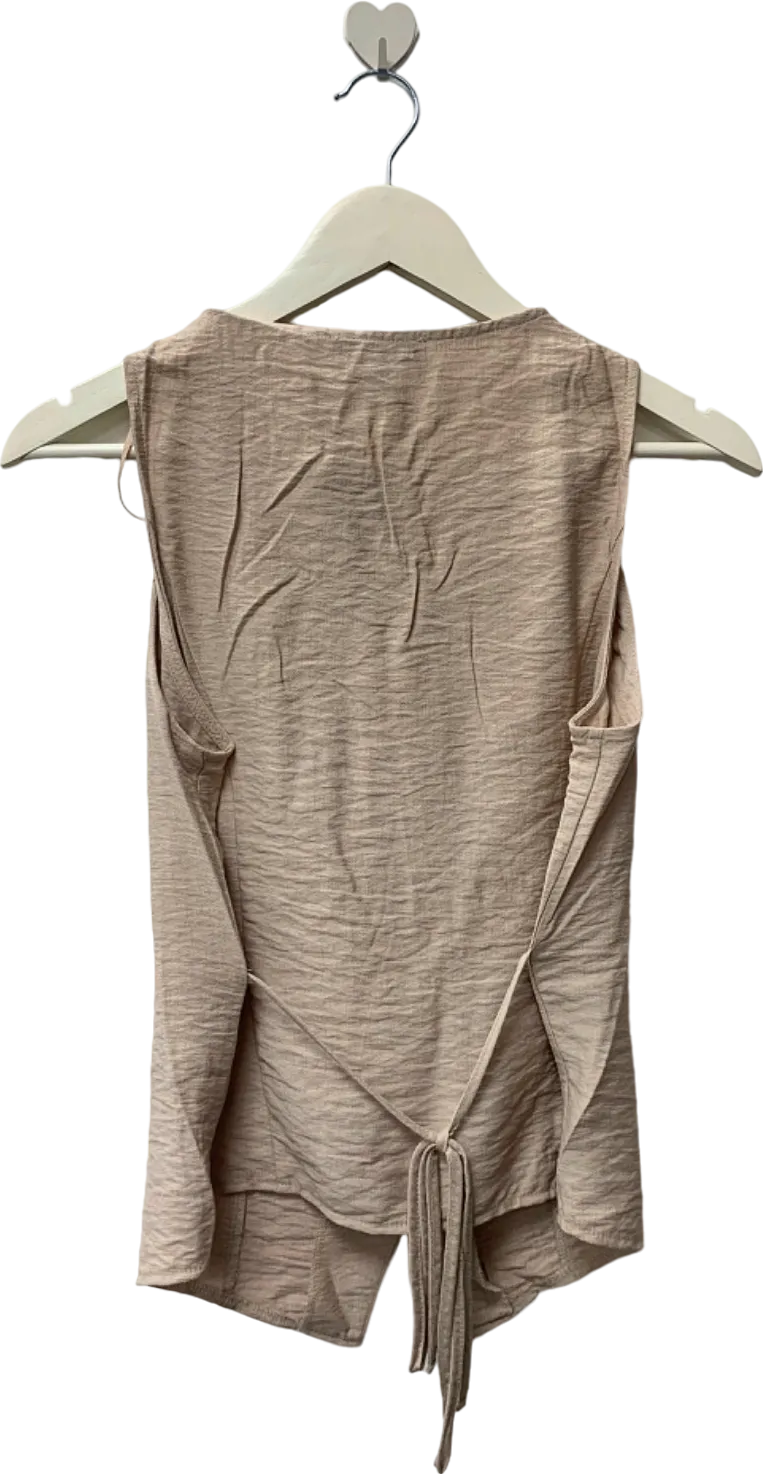 New Look Beige Sleeveless Button-Up Top UK 10