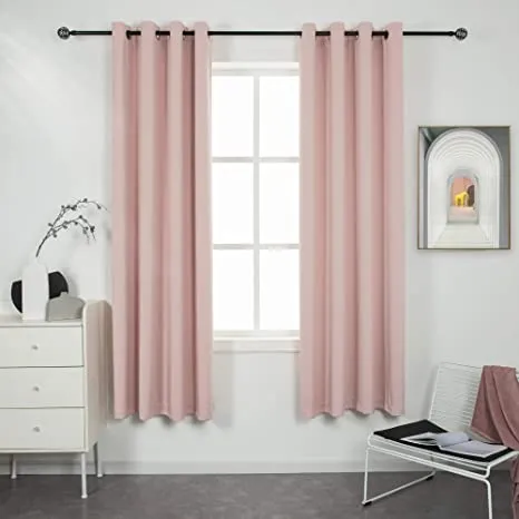New Wayfair Solid Blackout Thermal Grommet Sliding Panel (Set of 2) by Best Home Fashion! Each Panel 52WX63L, Blush Pink, Retails $75 