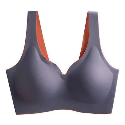 No steel ring gathered sleep sports ice silk bra
