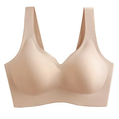 No steel ring gathered sleep sports ice silk bra