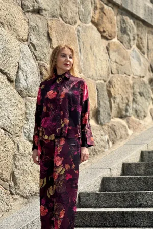 Nostalgic Bloom Satin Blouse