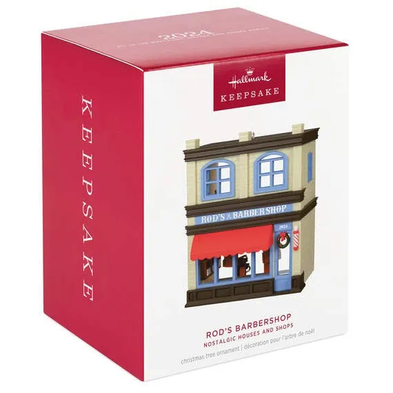 Nostalgic Houses and Shops Rod's Barbershop 2024 Hallmark Keepsake Ornament