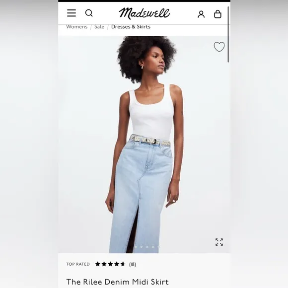 NWT Madewell Rilee Denim Midi Skirt in Fitzgerald Wash- 29