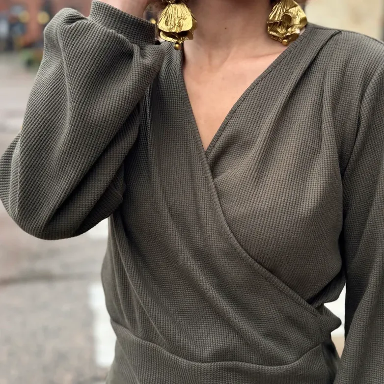 Oasis Waffle Knit Top, Crocodile