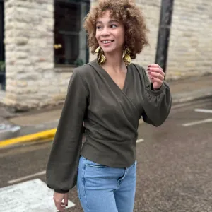 Oasis Waffle Knit Top, Crocodile