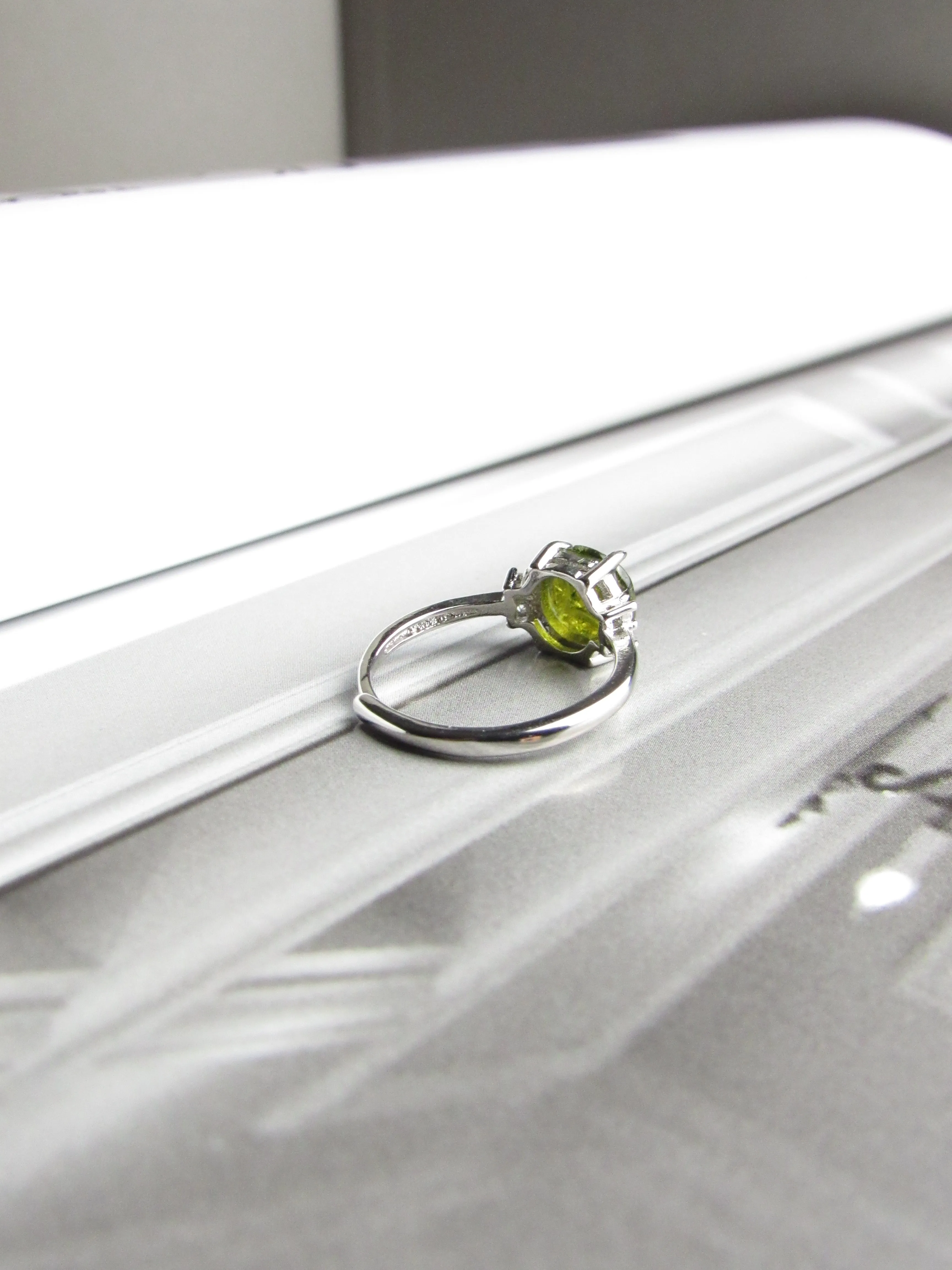 Olive Tourmaline Sterling Silver Amulet Ring
