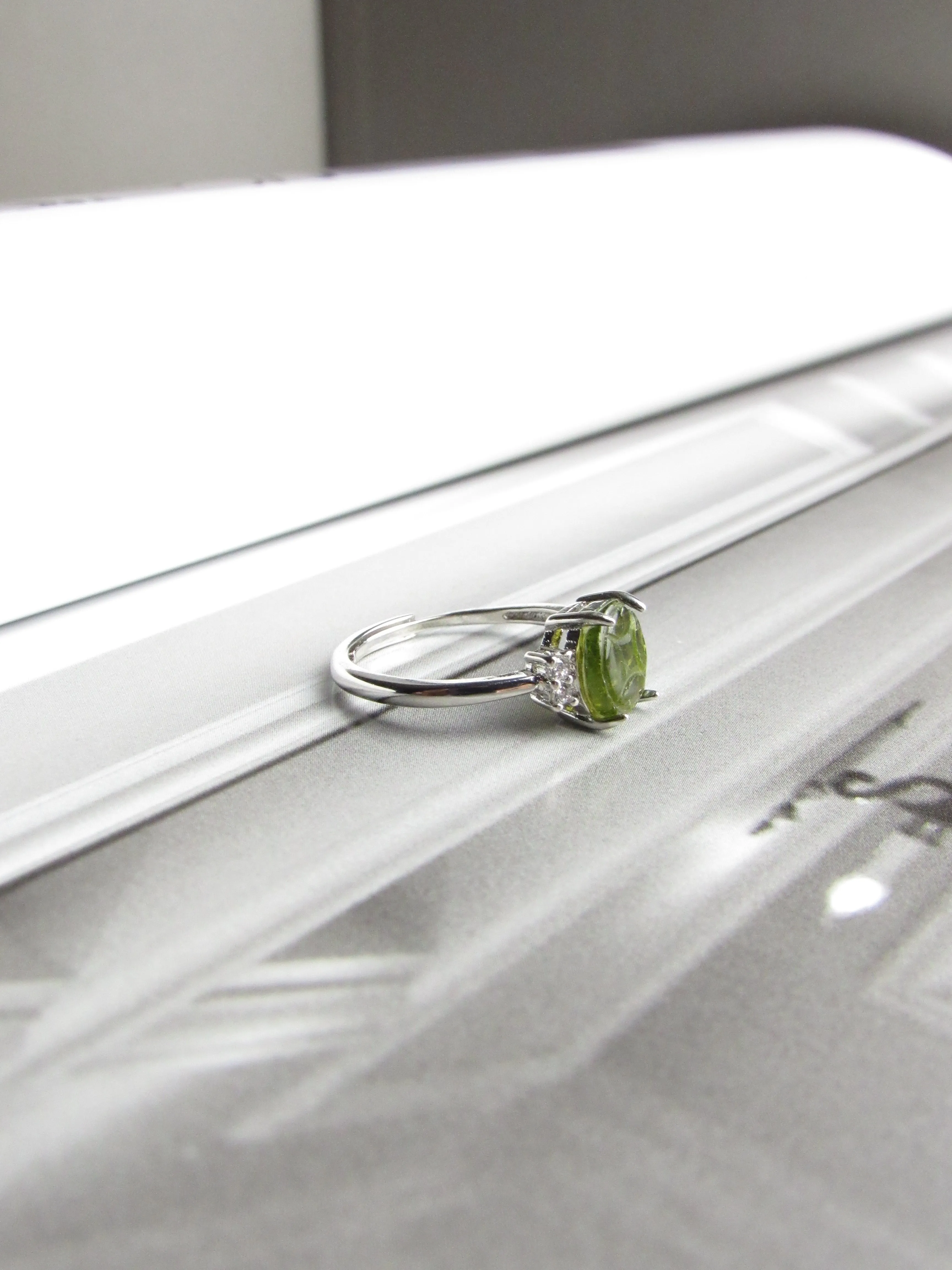 Olive Tourmaline Sterling Silver Amulet Ring