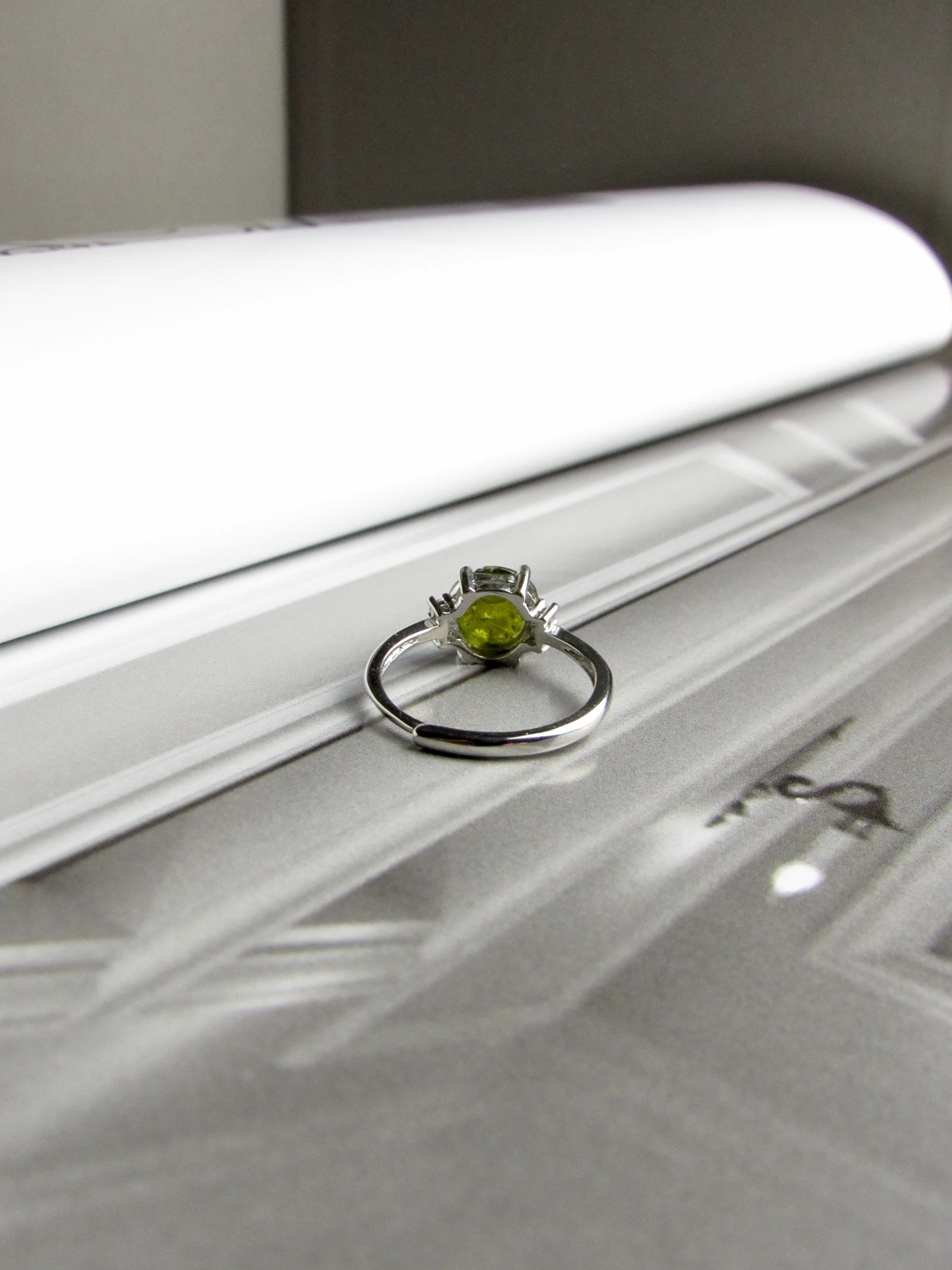 Olive Tourmaline Sterling Silver Amulet Ring