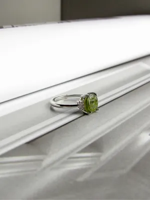 Olive Tourmaline Sterling Silver Amulet Ring