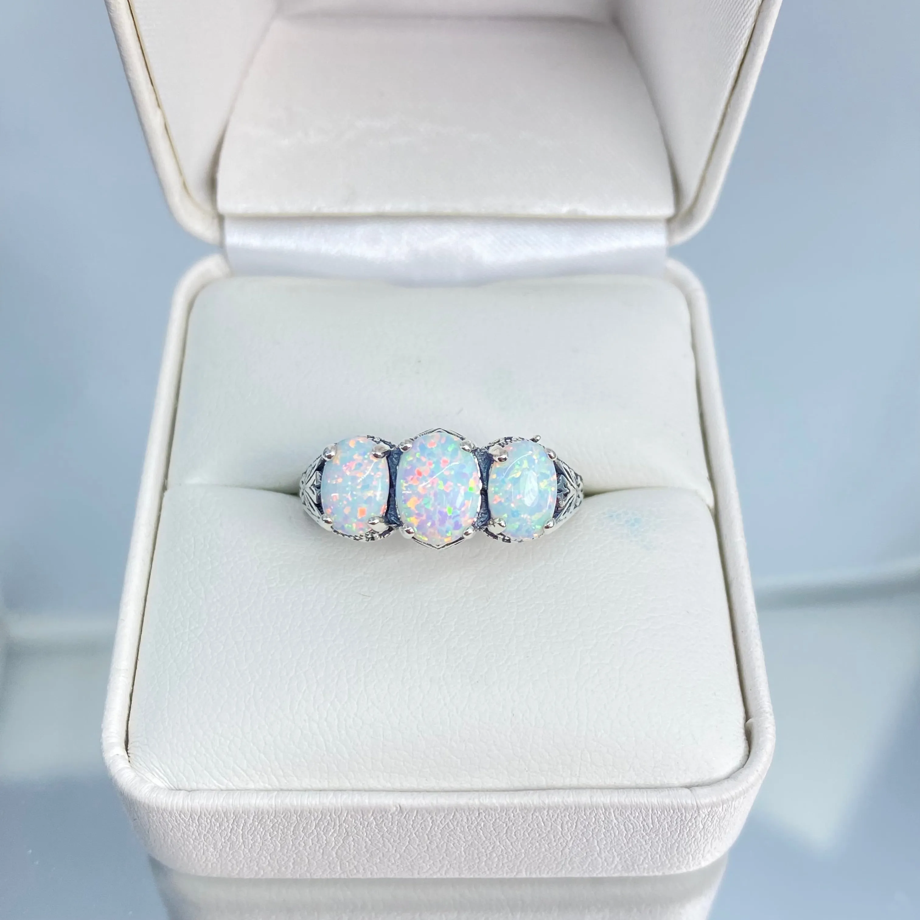Opal Ring, Size 8, Art Deco Jewelry Design#D41 - Ready to Ship