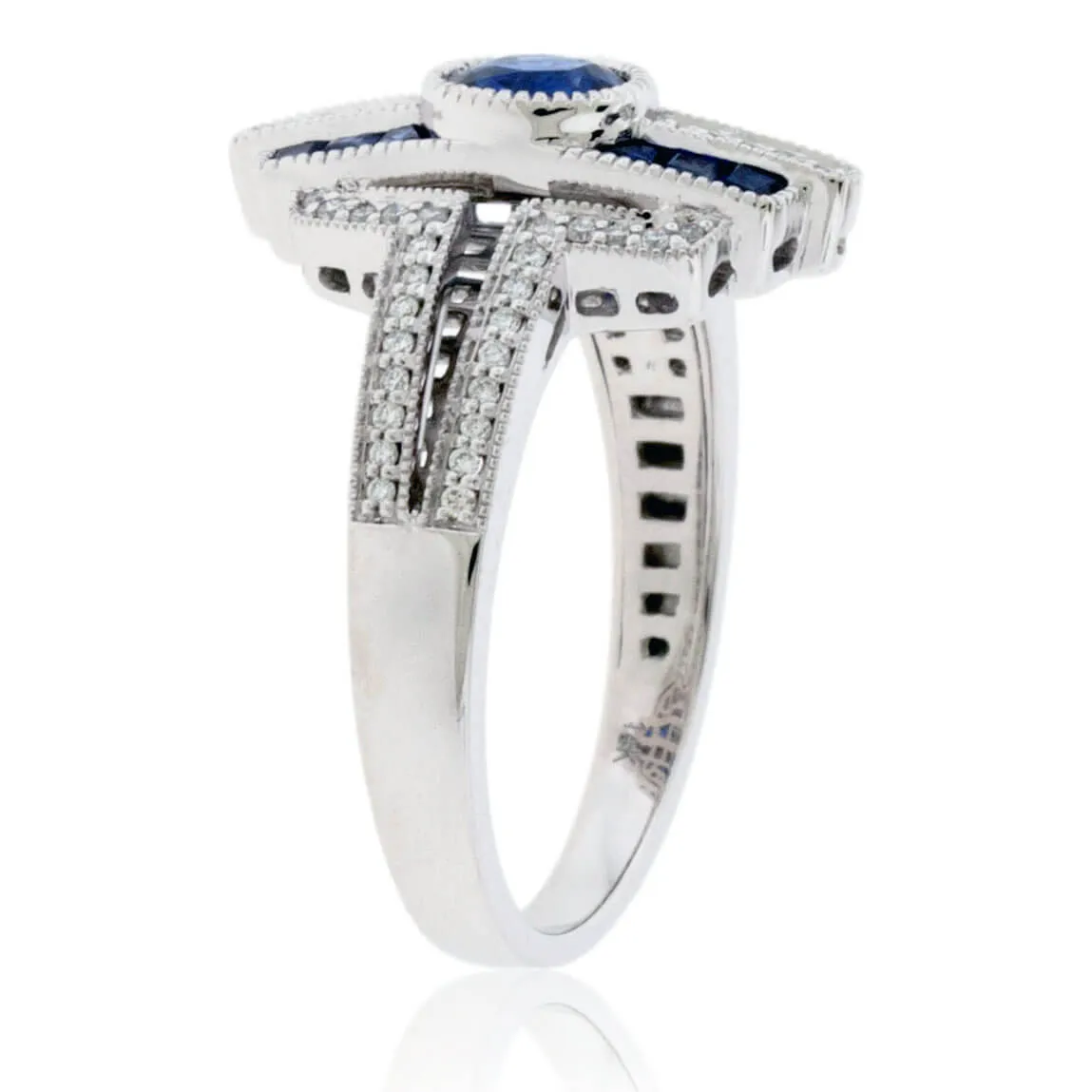 Oval Sapphire & Diamond Art Deco Style Ring