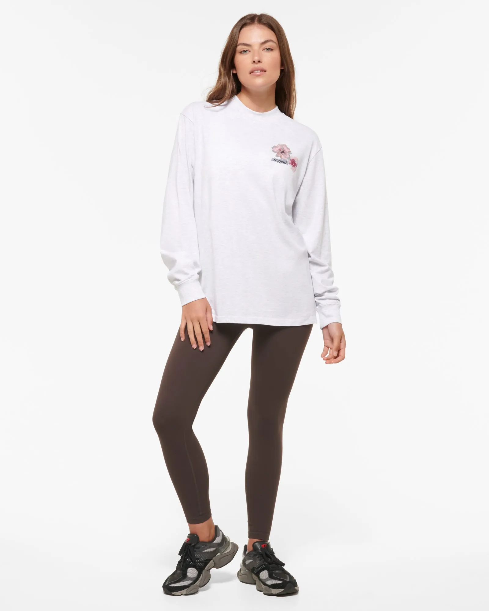 PARK RIDGE OVERSIZED LONG SLEEVE DELUXE TEE WHITE MARLE