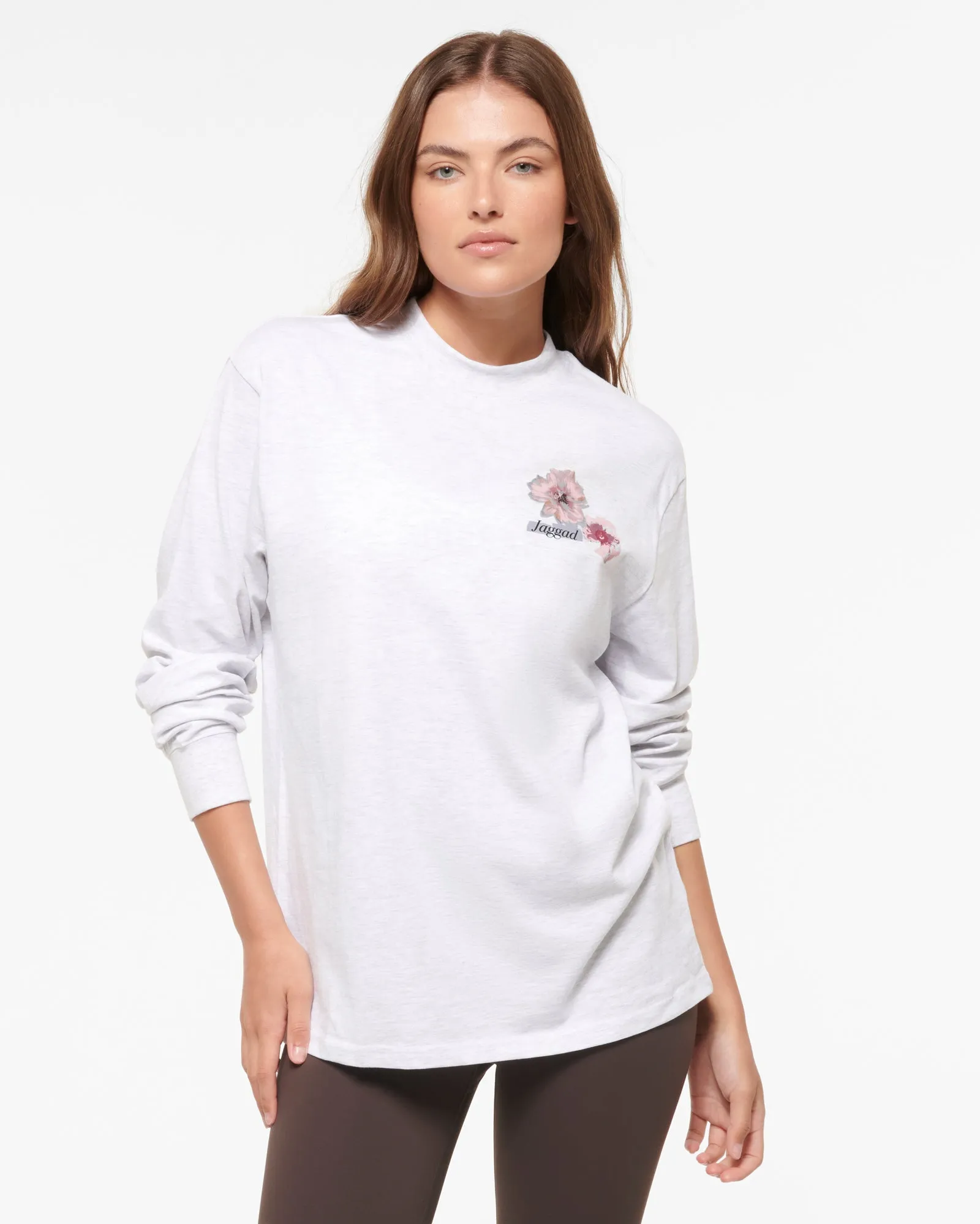 PARK RIDGE OVERSIZED LONG SLEEVE DELUXE TEE WHITE MARLE