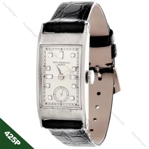 Patek Philippe 425P Vintage Iconic Tegolino Platinum Art Deco Watch Circa 1937