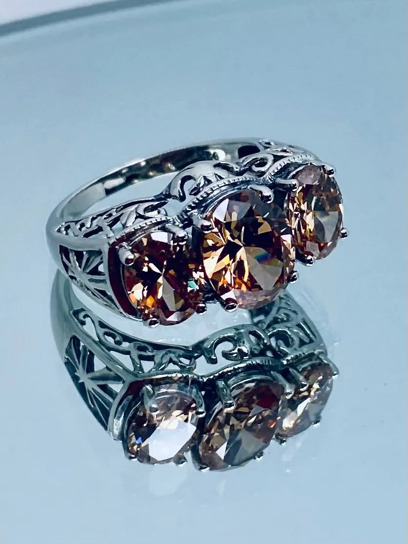 Peach CZ Ring, Cocktail Ring, Art Deco Jewelry #D36