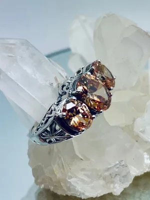 Peach CZ Ring, Cocktail Ring, Art Deco Jewelry #D36