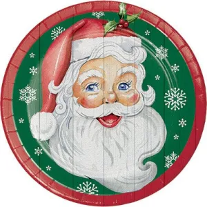 Piatti Carta Nostalgic Santa 23 cm - 8 pezzi