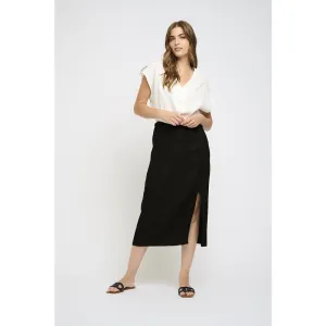 Pistache Linen Skirt w/ Front Slit