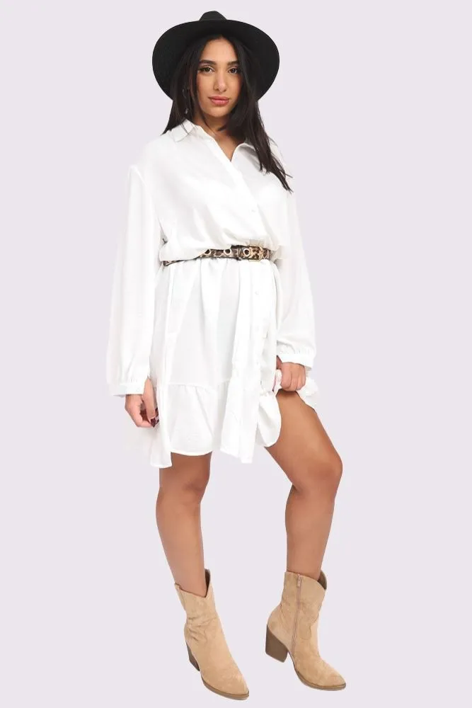 Plain Button Up Tiered Shirt