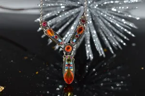 Plated Antique Silver Diva Y Necklace Multicolor by Firefly