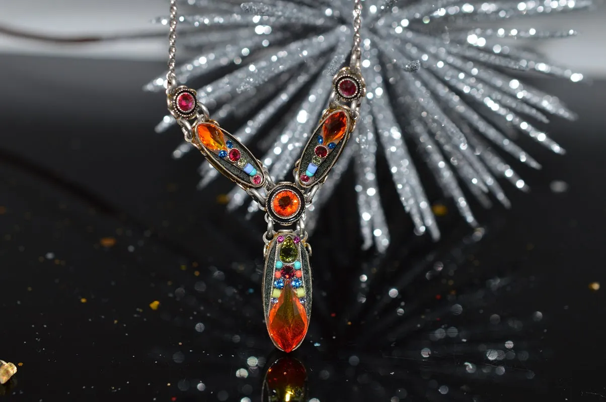 Plated Antique Silver Diva Y Necklace Multicolor by Firefly