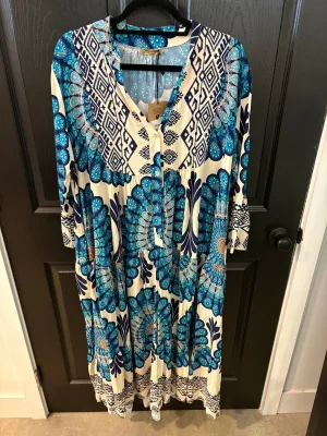 PLUM LOCO WOVEN MANDELA DRESS-BES 8526 - TURQUOISE