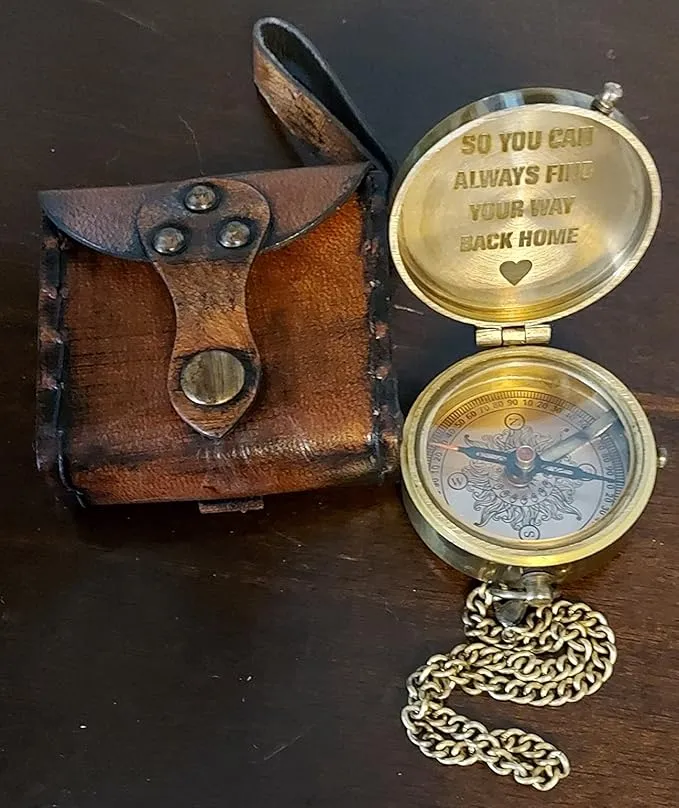 Pocket Compass for Hiking, Survival Instrument Antique “So You Can Always Find Your Way Back Home” Engraved Camping Pocket Compass Nautical Compass Vintage Navigation Outdoor Compass by MAI