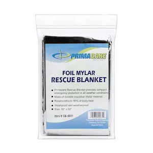 Primacare CB-6831 Emergency Mylar Thermal Foil Blanket, Lightweight and Durable Insulation Mylar Material, Perfect for Outdoors, Hiking, Survival, First Aid, 62" x 82"