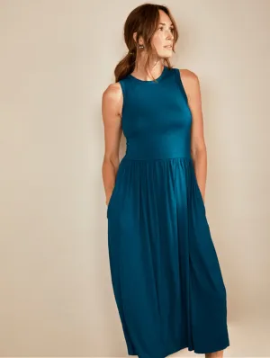Racer Viscose Back Gathered Dress | Teal