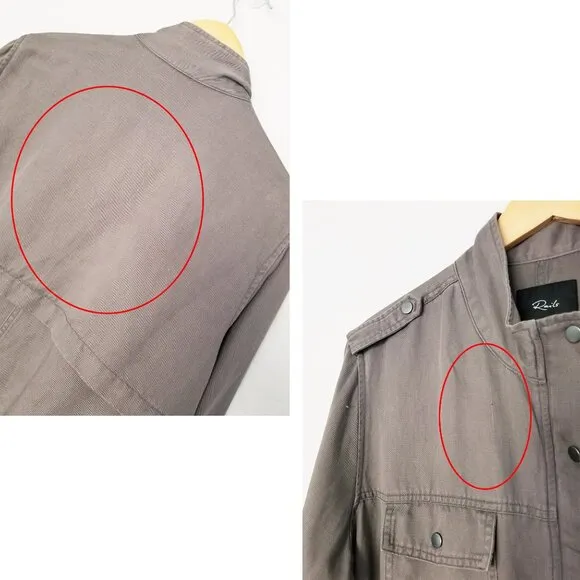 RAILS Collins Military Slate Jacket L Utility Taupe Cargo Pockets Grunge $198