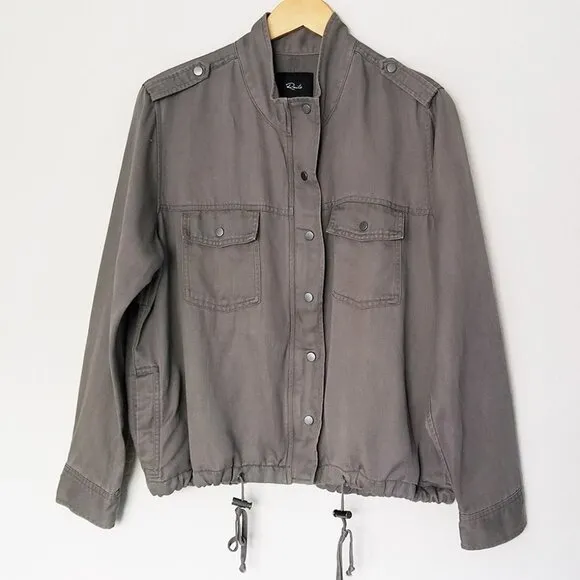 RAILS Collins Military Slate Jacket L Utility Taupe Cargo Pockets Grunge $198