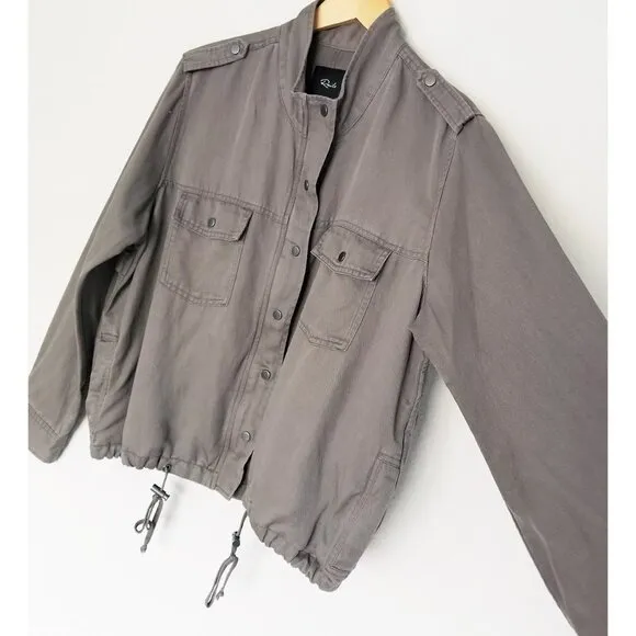 RAILS Collins Military Slate Jacket L Utility Taupe Cargo Pockets Grunge $198