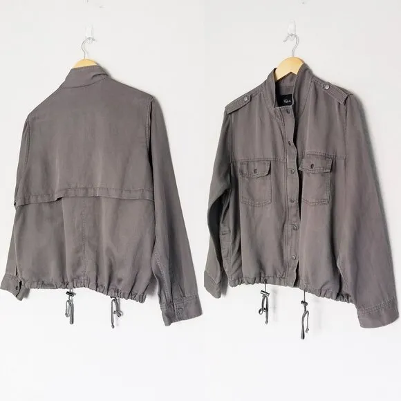 RAILS Collins Military Slate Jacket L Utility Taupe Cargo Pockets Grunge $198