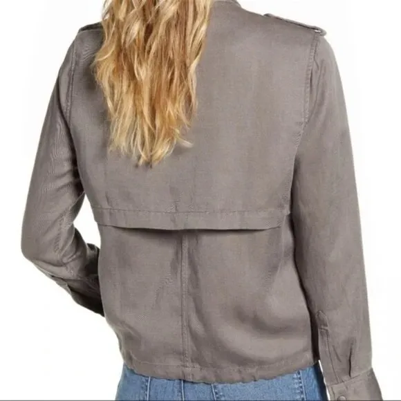 RAILS Collins Military Slate Jacket L Utility Taupe Cargo Pockets Grunge $198