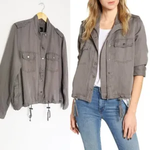 RAILS Collins Military Slate Jacket L Utility Taupe Cargo Pockets Grunge $198