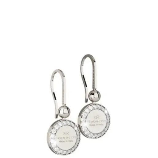 Rebecca Boulevard Small Silver Drop Earrings