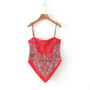 Red Paisley Bandana Top