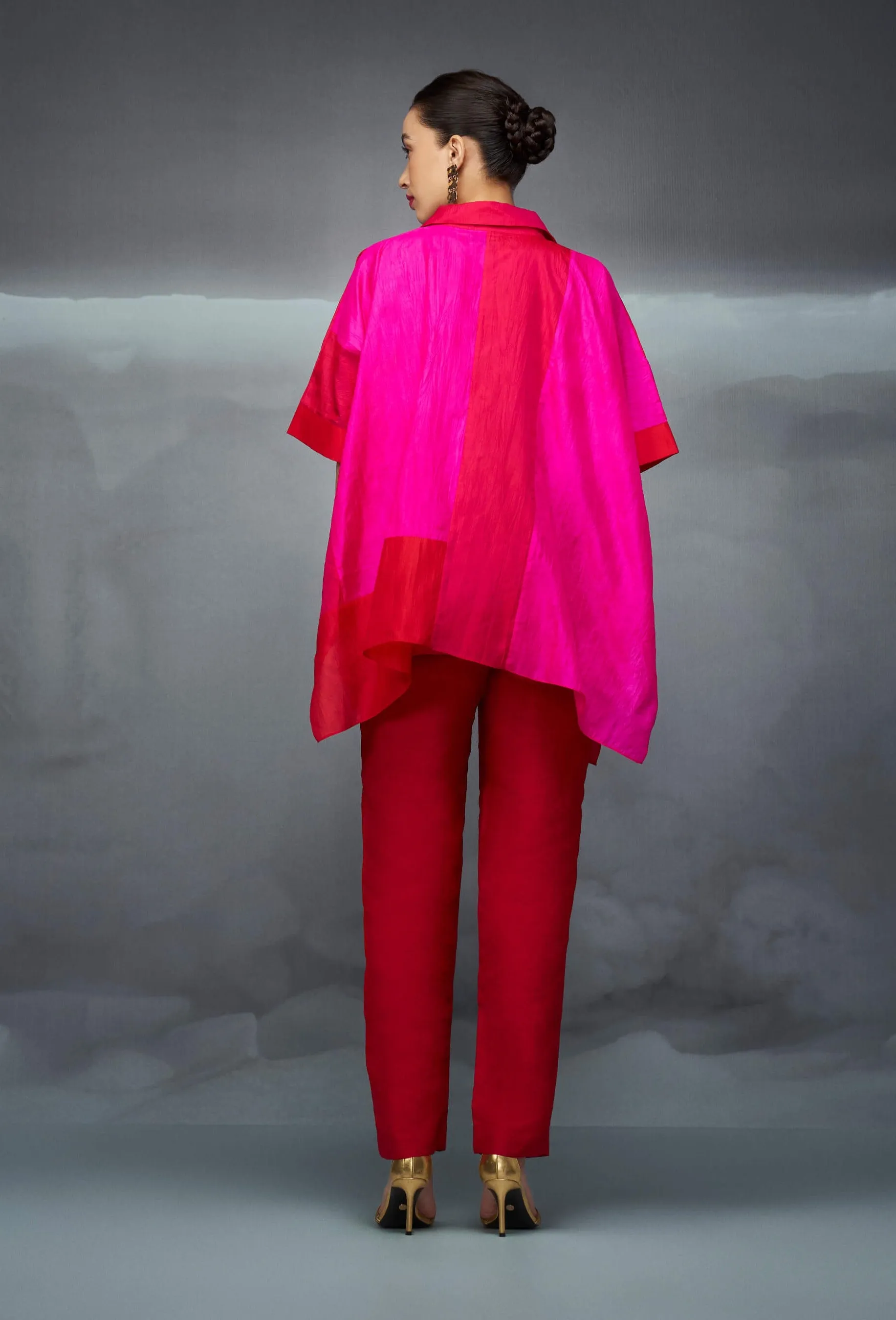 Red pink rothko poncho shirt and pants
