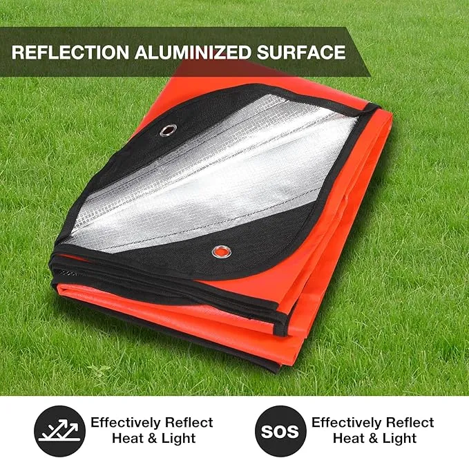 RedSwing 6 Pack Emergency Blankets, Waterproof Survival Thermal Tarp, Multipurpose Reflective Insulated All Weather Blankets for Camping Hiking, Orange